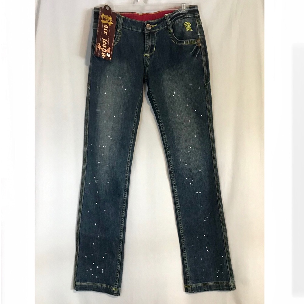 NWT Race Low Rise Splatter Jeans- Sz 7